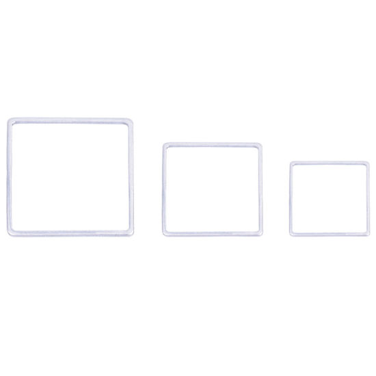 Image de Connecteurs en Acier Inoxydable Série Géométrie Carré Argent Mat 16mm x 16mm, 10 Pcs