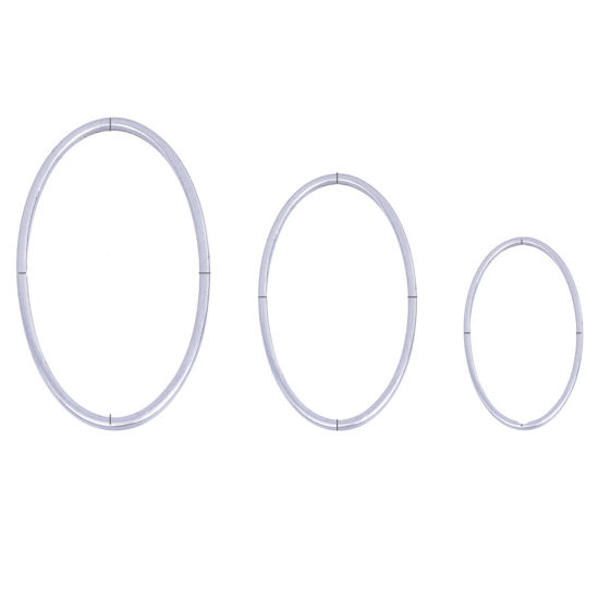 Image de Connecteurs en Acier Inoxydable Série Géométrie Ovale Argent Mat 26mm x 14mm, 10 Pcs