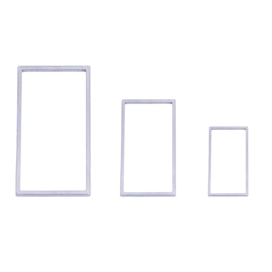 Image de Connecteurs en Acier Inoxydable Série Géométrie Rectangle Argent Mat 16mm x 8mm, 10 Pcs