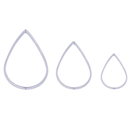 Image de Connecteurs en Acier Inoxydable Série Géométrie Goutte d'Eau Argent Mat 26mm x 17mm, 10 Pcs