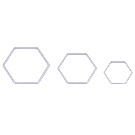 Image de Connecteurs en Acier Inoxydable Série Géométrie Hexagone Argent Mat 18mm x 16mm, 10 Pcs