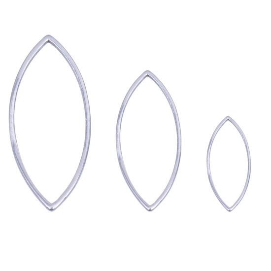 Image de Connecteurs en Acier Inoxydable Série Géométrie Marquise Argent Mat 17mm x 8mm, 10 Pcs