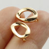 Picture of 2 PCs Brass Ear Post Stud Earrings Real Gold Plated Oval With Loop 10mm x 8mm, Post/ Wire Size: 0.7mm(21 gauge)