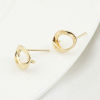 Picture of 2 PCs Brass Ear Post Stud Earrings Real Gold Plated Oval With Loop 10mm x 8mm, Post/ Wire Size: 0.7mm(21 gauge)