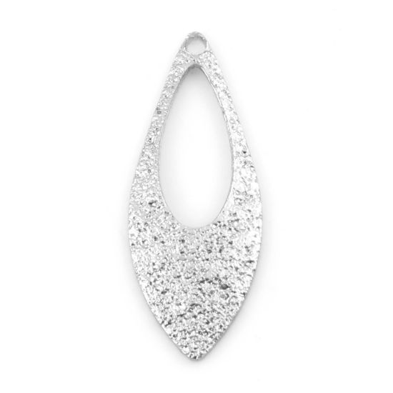 Immagine di Ottone Charms Foglia Vero Platino Placcato Polvere di Stelle 19mm x 7mm, 10 Pz