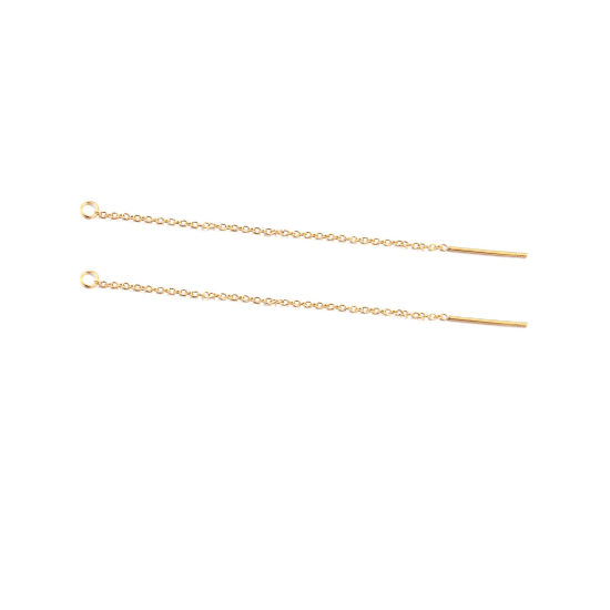 Picture of 5 PCs Eco-friendly PVD Vacuum Plating 304 Stainless Steel Ear Thread Threader Earrings 18K Gold Plated With Loop 8cm