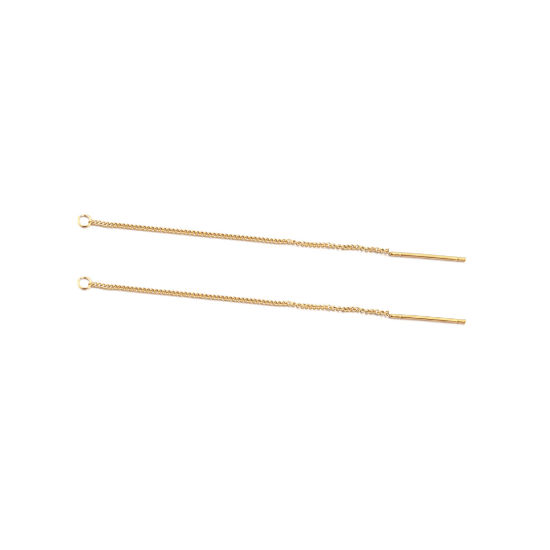 Picture of 5 PCs Eco-friendly PVD Vacuum Plating 304 Stainless Steel Ear Thread Threader Earrings Gold Plated With Loop 8cm