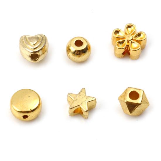 Imagen de Zamak Cuentas Geométrico Chapado en Oro Flor Aprox 7x7mm - 4x4mm, Agujero: Aprox 0.8mm-1.5mm, 10 Juegos (Aprox 6 PCs)