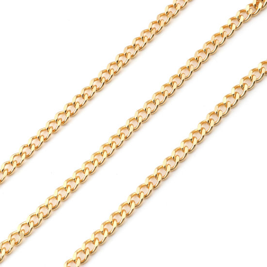 Image de 1 M Chaîne Maille Cheval Accessoires pour la Fabrication de Bijoux Faits à la Main en Laiton Plaqué Or Véritable 5.5x4mm