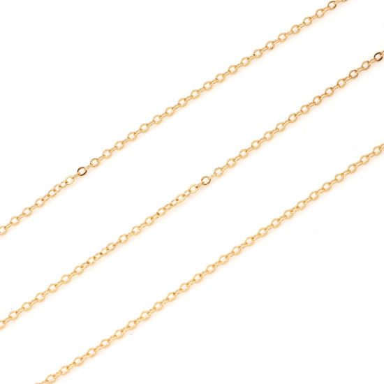 Image de 1 M Chaîne Maille Forçat Accessoires pour la Fabrication de Bijoux Faits à la Main en Laiton Plaqué Or Véritable 1.6x1.4mm
