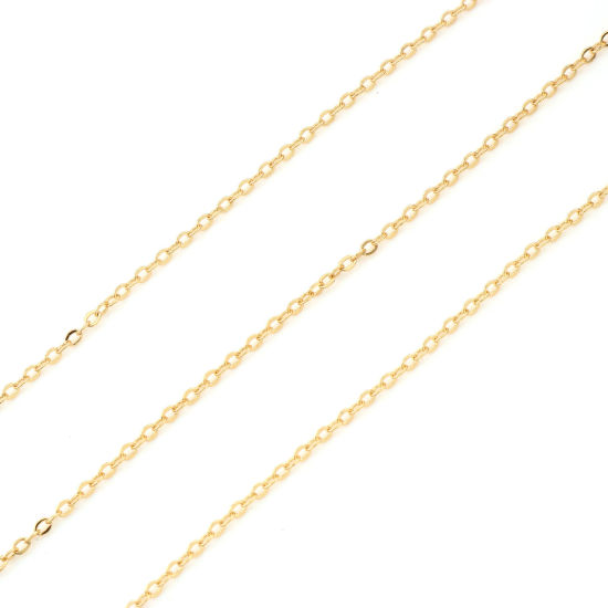 Image de 1 M Chaîne Maille Forçat Accessoires pour la Fabrication de Bijoux Faits à la Main en Laiton Plaqué Or Véritable 2x1.5mm
