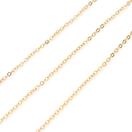 Image de 1 M Chaîne Maille Forçat Accessoires pour la Fabrication de Bijoux Faits à la Main en Laiton Plaqué Or Véritable 2.5x2mm