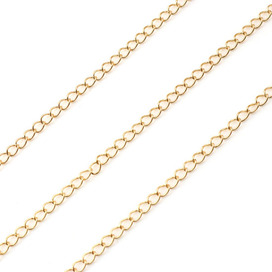 Image de 1 M Chaîne Maille Cheval Accessoires pour la Fabrication de Bijoux Faits à la Main en Laiton Plaqué Or Véritable 3.5x2.5mm