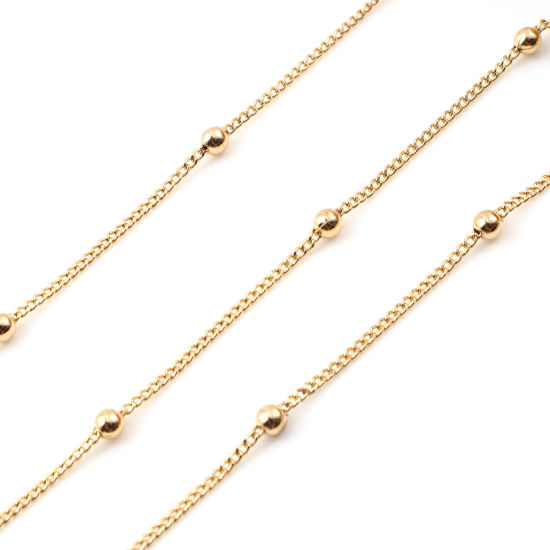 Image de 1 M Chaîne Maille Bille Accessoires pour la Fabrication de Bijoux Faits à la Main en Laiton Plaqué Or Véritable 2x1.5mm