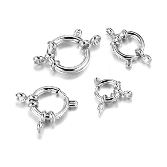 Image de Fermoir Anneau Ressort en 304 Acier Inoxydable Rond Argent Mat 12mm Dia., 10 Pcs