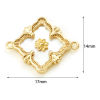 Picture of Shell & Brass Style Of Royal Court Character Connectors Real Gold Plated Rhombus Carved Pattern 17mm x 14mm, 1 Piece
