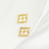 Picture of Shell & Brass Style Of Royal Court Character Connectors Real Gold Plated Rhombus Carved Pattern 17mm x 14mm, 1 Piece