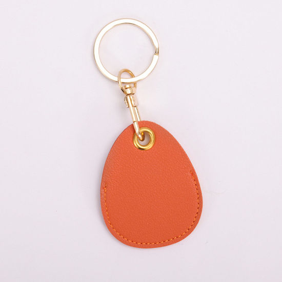 Image de Porte-Clés Simple en PU Doré Orange Goutte d'Eau 11cm x 4.5cm, 1 Pièce