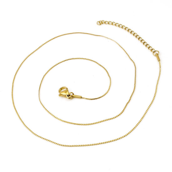 Image de Colliers En Gros Doré en 304 Acier Inoxydable, Forme de S Chaînes, Unisexe Revêtement sous Vide PVD Respectueux de l'Environnement Simple Minimaliste Cadeau Bijoux pour Détaillants 47cm long, Taille de la Chaîne: 0.8mm, 1 Pièce