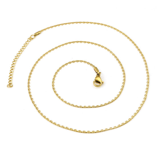 Image de Colliers En Gros Doré en 304 Acier Inoxydable, Chaînes, Unisexe Revêtement sous Vide PVD Respectueux de l'Environnement Simple Minimaliste Cadeau Bijoux pour Détaillants 47cm long, Taille de la Chaîne: 1.6mm, 1 Pièce