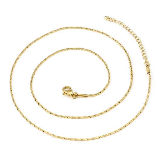 Image de Colliers En Gros Doré en 304 Acier Inoxydable, Chaîne Maille Enroulable, Unisexe Placage sous Vide Minimaliste Cadeau Bijoux pour Détaillants 47cm long, Taille de la Chaîne: 1mm, 1 Pièce