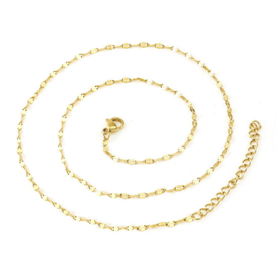 Image de Colliers En Gros Doré en 304 Acier Inoxydable, Chaîne Maille Lèvres, Unisexe Revêtement sous Vide PVD Respectueux de l'Environnement Simple Minimaliste Cadeau Bijoux pour Détaillants 46cm long, Taille de la Chaîne: 2mm, 1 Pièce