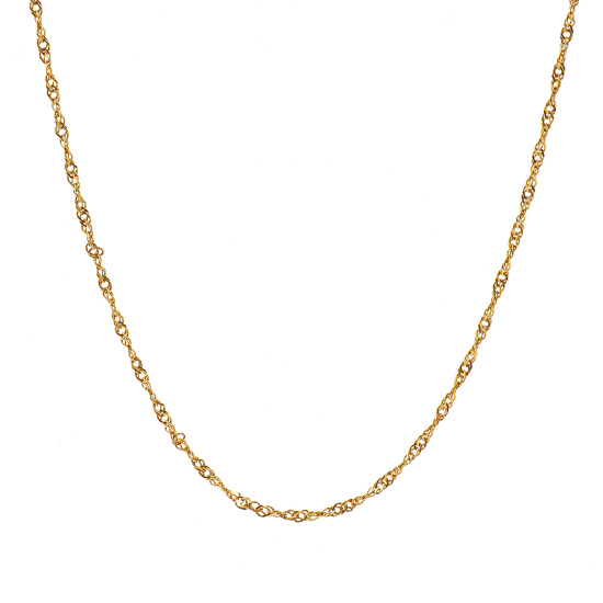 Image de Colliers En Gros Doré en 304 Acier Inoxydable, Chaîne Maille Ondes, Unisexe Revêtement sous Vide PVD Respectueux de l'Environnement Simple Minimaliste Cadeau Bijoux pour Détaillants 46.5cm long, Taille de la Chaîne: 1.9mm, 1 Pièce