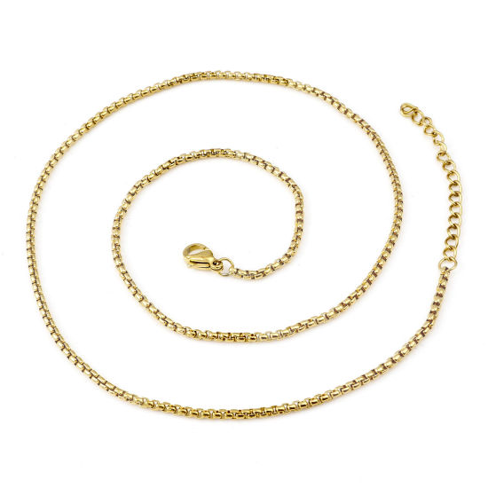 Image de Colliers En Gros Doré en 304 Acier Inoxydable, Chaîne Maille Vénitienne, Unisexe Placage sous Vide Minimaliste Cadeau Bijoux pour Détaillants 45cm long, Taille de la Chaîne: 2mm, 1 Pièce