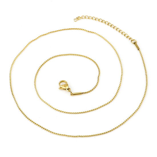 Image de Colliers En Gros Doré en 304 Acier Inoxydable, Forme de S Chaînes, Unisexe Revêtement sous Vide PVD Respectueux de l'Environnement Simple Minimaliste Cadeau Bijoux pour Détaillants 47.5cm long, Taille de la Chaîne: 1mm, 1 Pièce