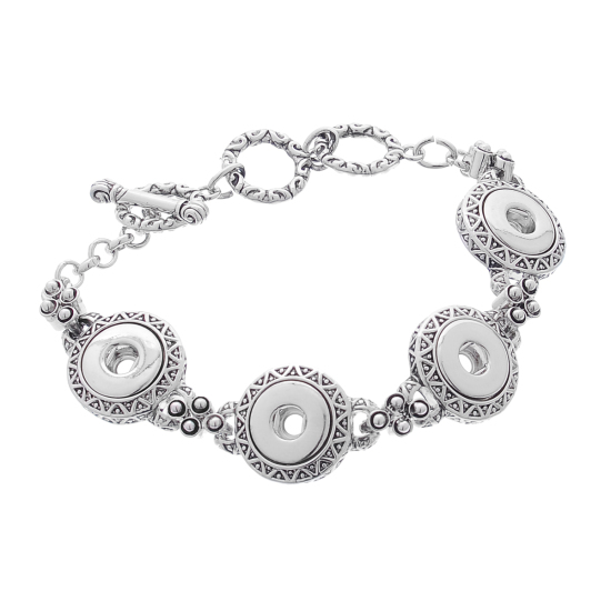 Image de Bracelets à Boutons-Pressions en Alliage de Zinc (Convenir à Bouton Pression: 12mm ) Argent Vieilli 22.2cm long, Trou: 5mm, 1 Pièce