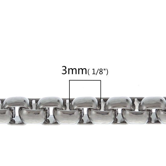 2 メートル 304ステンレス鋼 ボックスチェーン手作り DIY ジュエリーアクセサリー作りのパーツ シルバートーン 3x3mm、 の画像