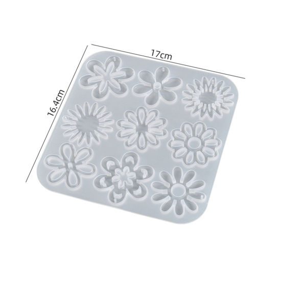 Image de Moule en Silicone Pour Pendentifs de Boucle D'oreille Fleurs Blanc 17cm x 16.4cm, 1 Pièce