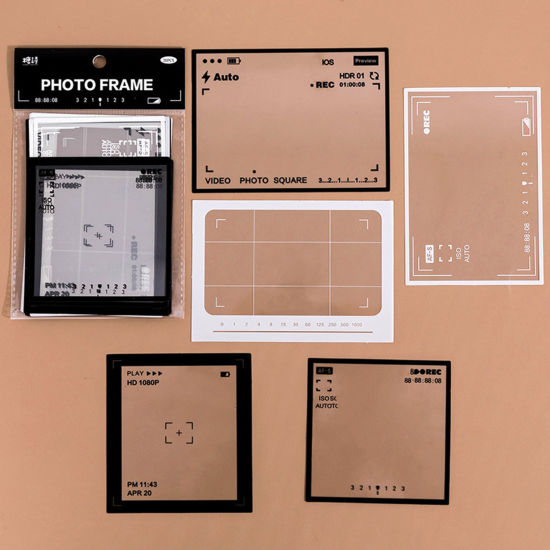 PET DIY スクラップブック用シールセット シール ステッカー 素材 おしゃれ かわいい デコレーション  黒 + 白 1 セット ( 15 個/セット) の画像
