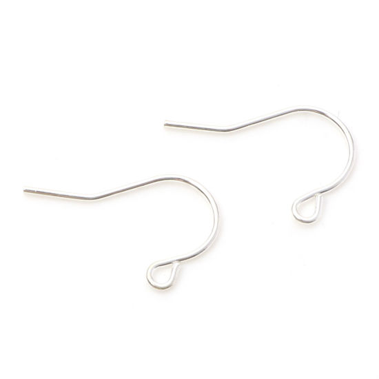 Image de 20 Pcs Boucles d'Oreilles Crochets Accessories pour DIY Fabrication de Bijoux en Laiton Argenté avec Boucle 18mm x 12mm, Epaisseur de Fil: 0.7mm(taille 21)