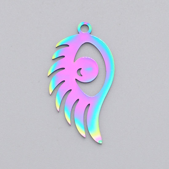 Bild von Edelstahl Religiös Anhänger Böser Blick Bunt Hohl 3cm x 1.5cm, 2 Stück