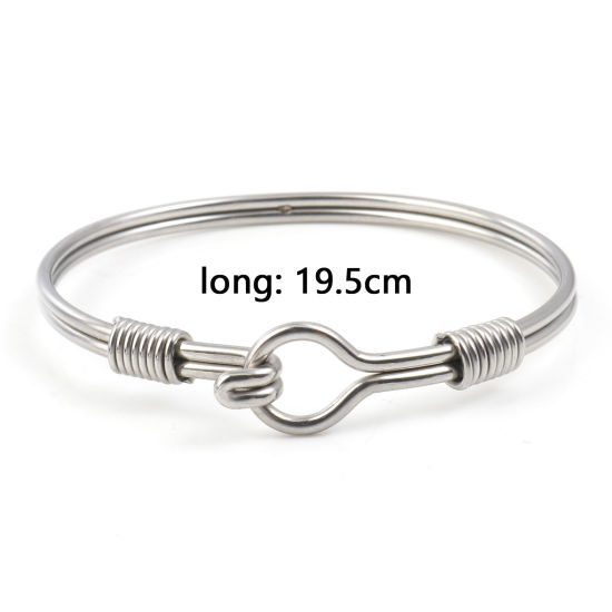 ステンレス鋼 バングル ブレスレット シルバートーン 19.5cm 長さ、 1 個 の画像