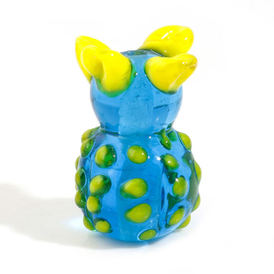 Imagen de 3D Cuentas Vidrio Murano de Cactus , Azul 22mm x 17mm, Agujero: acerca de 1.8mm, 2 Unidades