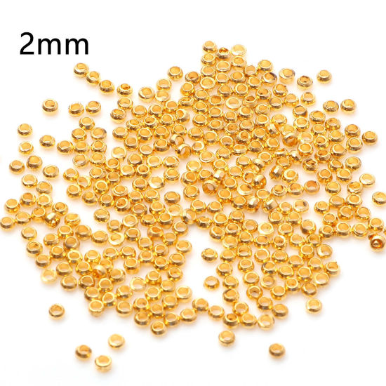 真鍮 つぶし玉 かしめ玉 かしめカン 金具 円形 金メッキ 2mm直径、 穴：約 1mm、 500 個 の画像