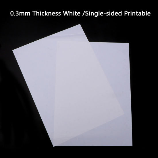 BOPS シュリンクプラスチックシート 白 長方形 片面 印刷可能 厚さ0.3mm 29.6cmx 21cm、 1 枚 の画像