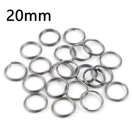 200 個 20mm 直径、 1.2mm（17号） 合金 二重丸カン 丸カン ガンメタル 円形 の画像