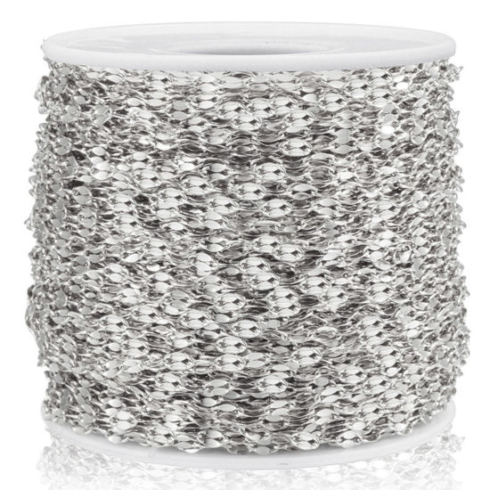 Image de 5 M Chaîne Maille Lèvres Accessoires pour la Fabrication de Bijoux Faits à la Main en 304 Acier Inoxydable Argent Mat 2mm 