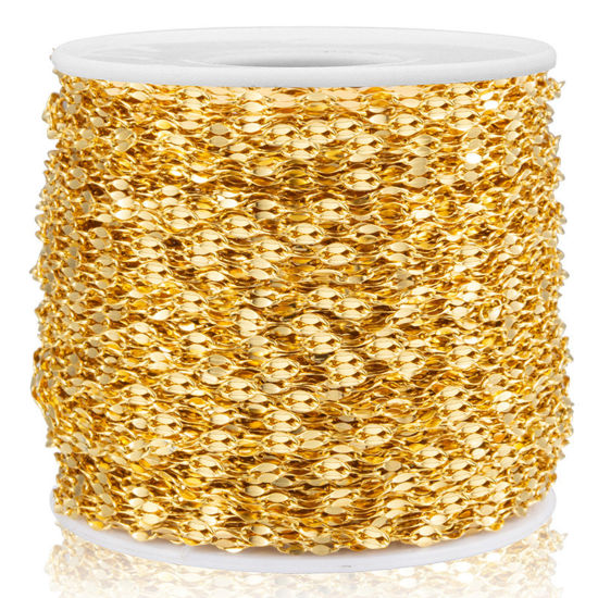 Image de 5 M Chaîne Maille Lèvres Accessoires pour la Fabrication de Bijoux Faits à la Main en 304 Acier Inoxydable Doré 2mm 