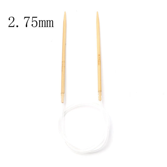 Bild von (US2 2.75mm) Natürliches Bambus & Kunststoff Tube Stricknadel Beige 40cm lang, 1 Stück