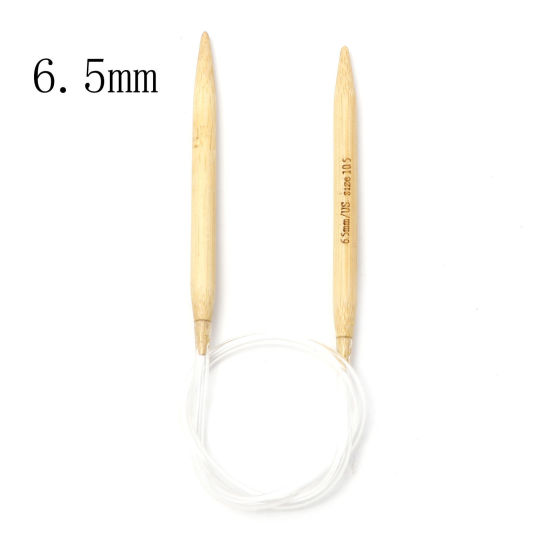 Bild von (US10.5 6.5mm) Natürliches Bambus & Kunststoff Tube Stricknadel Beige 40cm lang, 1 Stück