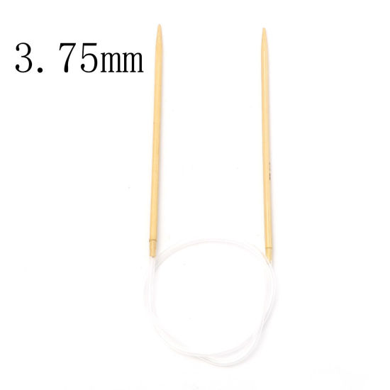 Image de (US5 3.75mm) Aiguilles Circulaire en Bambou Naturel & Plastique Beige 60cm long, 1 Pièce