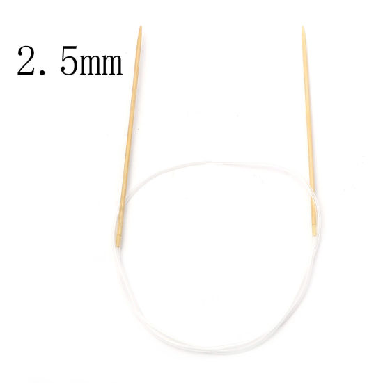 2.5mm 竹+プラスチック 輪 編み針 かぎ針 手芸用品 ベージュ色 80cm 長さ、 1 筋 の画像