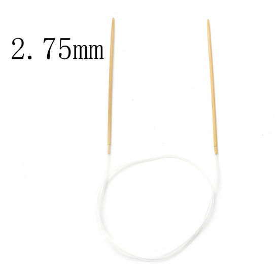 (US2 2.75mm) 竹+プラスチック 輪 編み針 かぎ針 手芸用品 ベージュ色 80cm 長さ、 1 筋 の画像