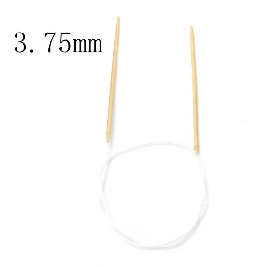 (US5 3.75mm) 竹+プラスチック 輪 編み針 かぎ針 手芸用品 ベージュ色 80cm 長さ、 1 筋 の画像