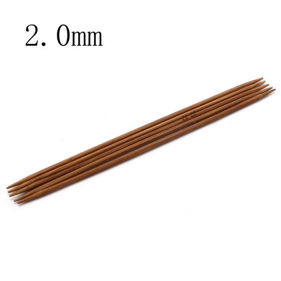 Image de (US0 2.0mm) Aiguilles à Tricoter Double Point en Bambou Naturel Brun 13cm Long, 5 Pièces