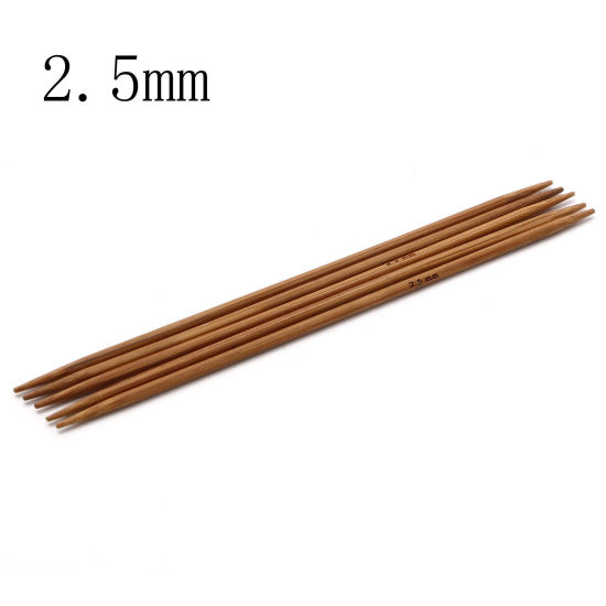 Image de 2.5mm Aiguilles à Tricoter Double Point en Bambou Naturel Brun 13cm Long, 5 Pièces